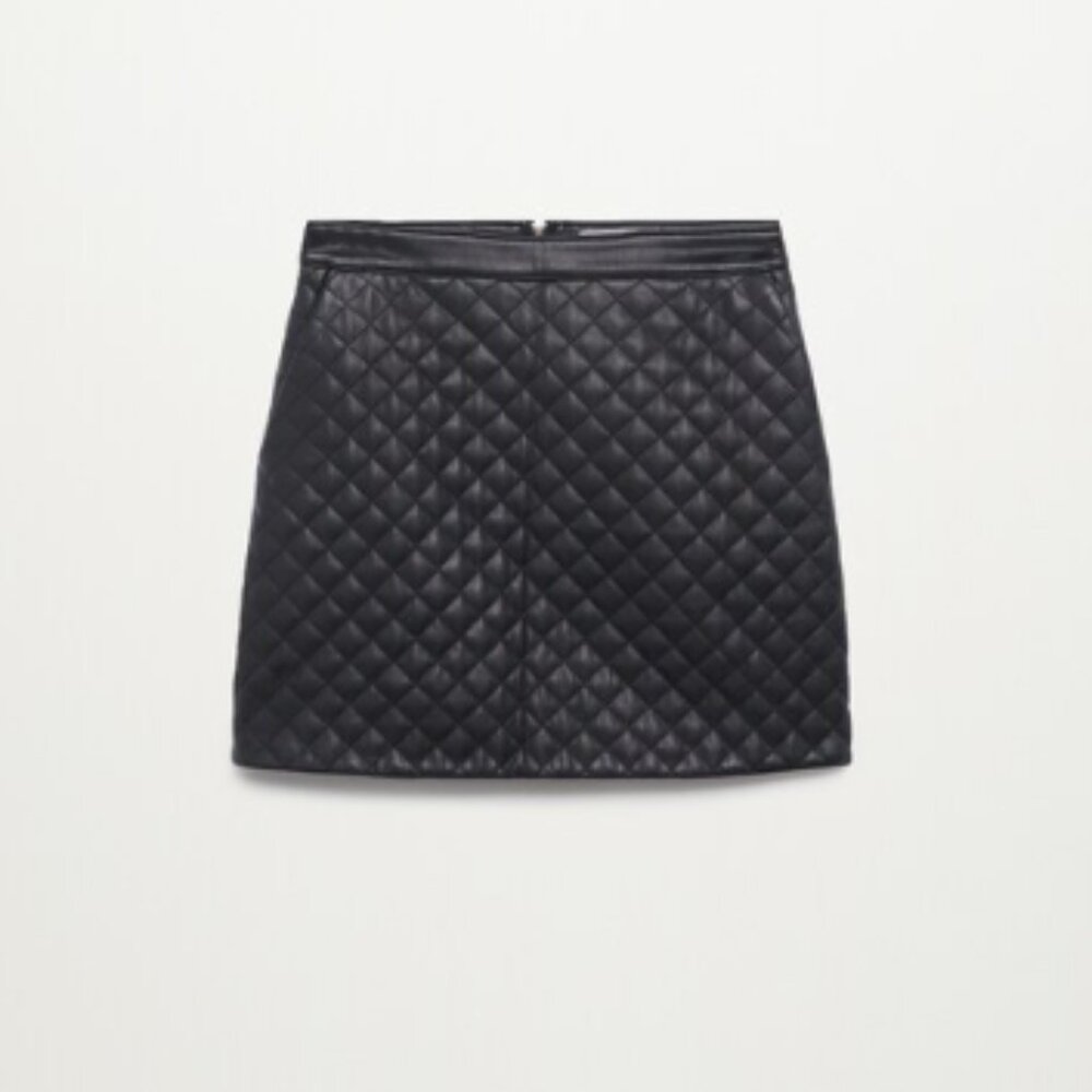 Mango Quilted miniskirt, Size: S, Color: Black